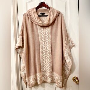 Beige/pink/cream Cowl Neck Sweater Nordic print